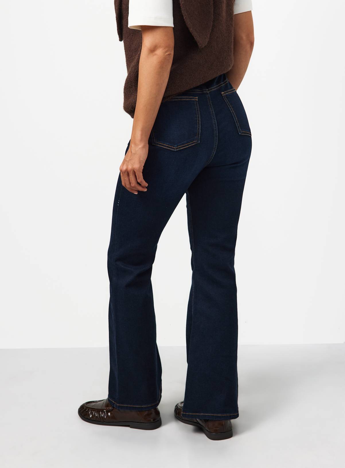 Dark Denim Cotton Rich Stretch Flared Jeggings 20 - Image 4